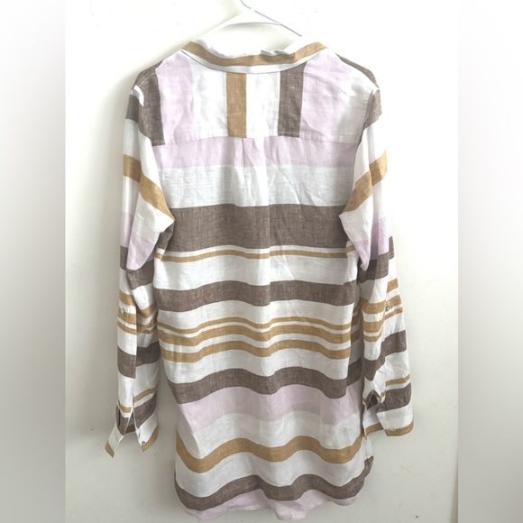 Rachel Zoe Shirt Dress Sz M Linen Button Up Tunic Beach Workwear Casual Chic - Picture 2 of 5